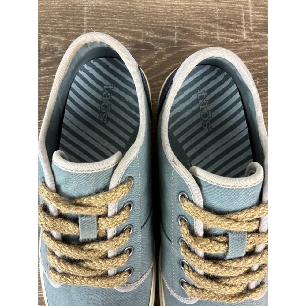 Taos Women’s Super Soul Lake Blue Canvas Shoes Sneakers Coastal Nautical Size 8W - Picture 4 of 8
